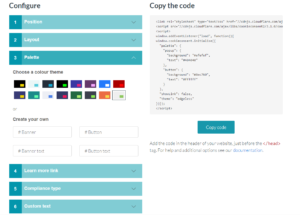 generar aviso de cookies sin progamar para mi sitio web
