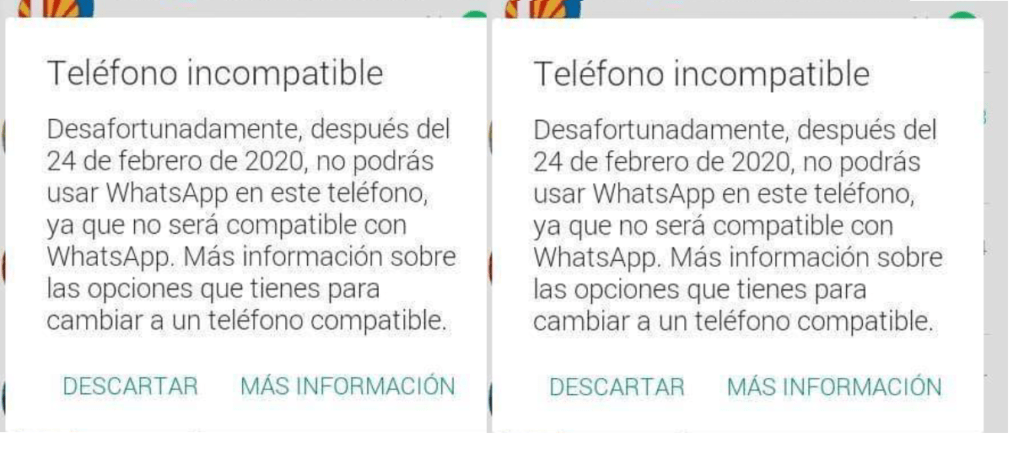 cuales celulares ya no son compatibles con whatsapp en 2020