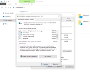 liberar espacio en disco sin programas eliminar archivos del sistema innecesarios
