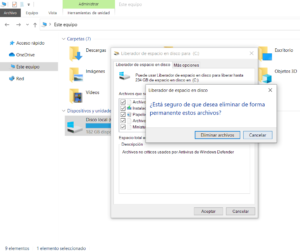 liberar espacio en disco sin programas eliminar archivos del sistema innecesarios