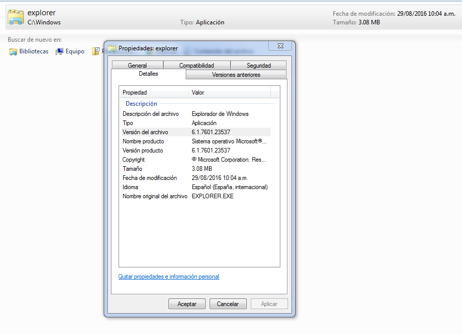 version de windows 7 instalada en un disco duro externo conectado por usb a otro equipo