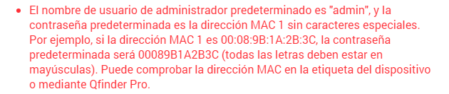 Contraseña inicial del NAS 473