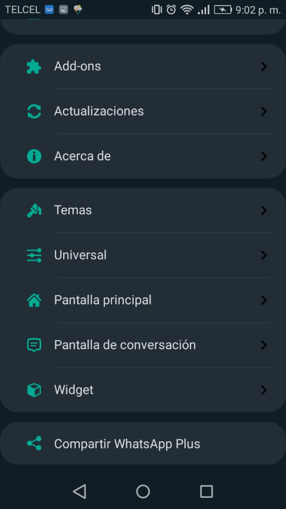 WhatsApp ultima versión 13.50 ajustes plus