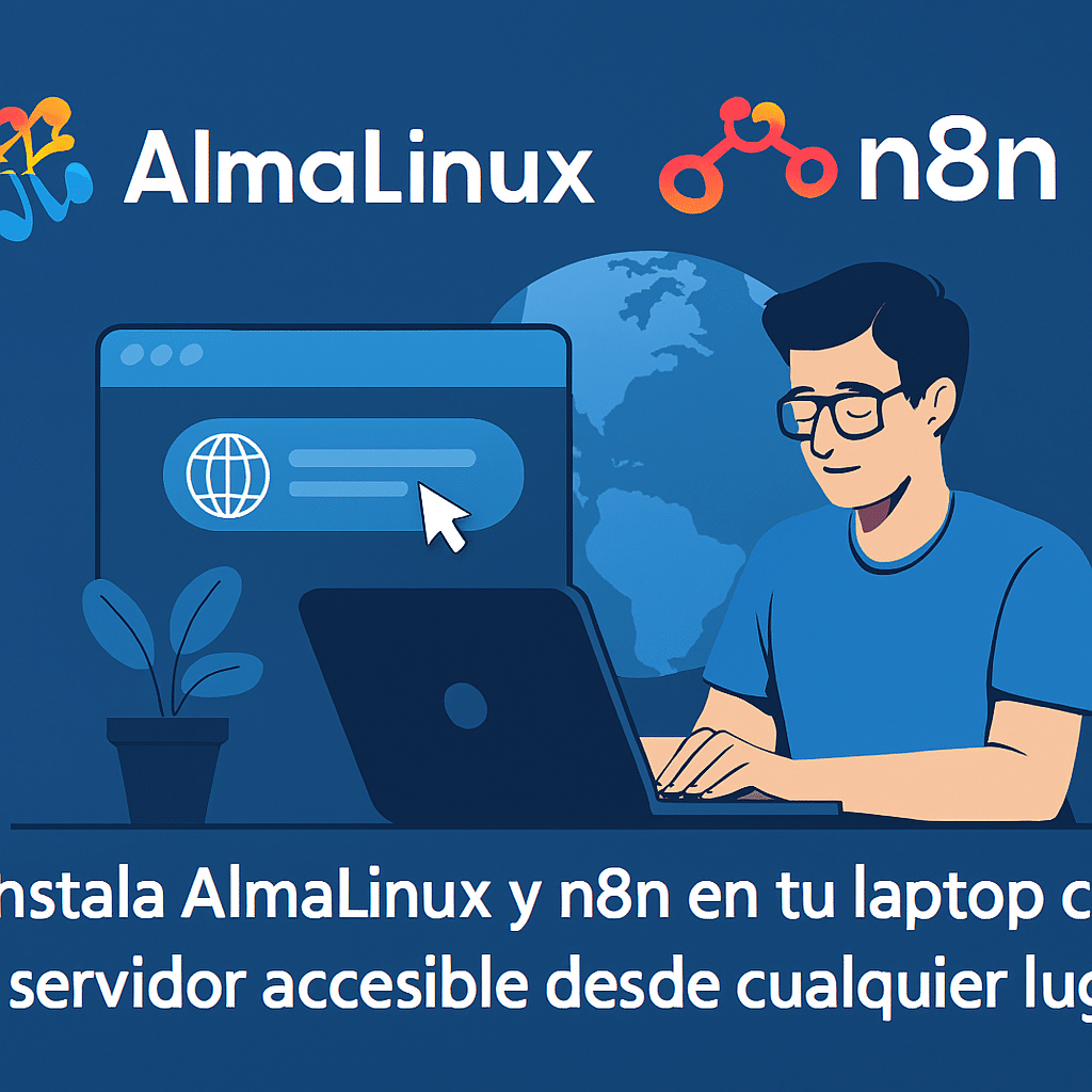 instala N8N en Alma linux 10 duncional en tu laptop como servidor en linea